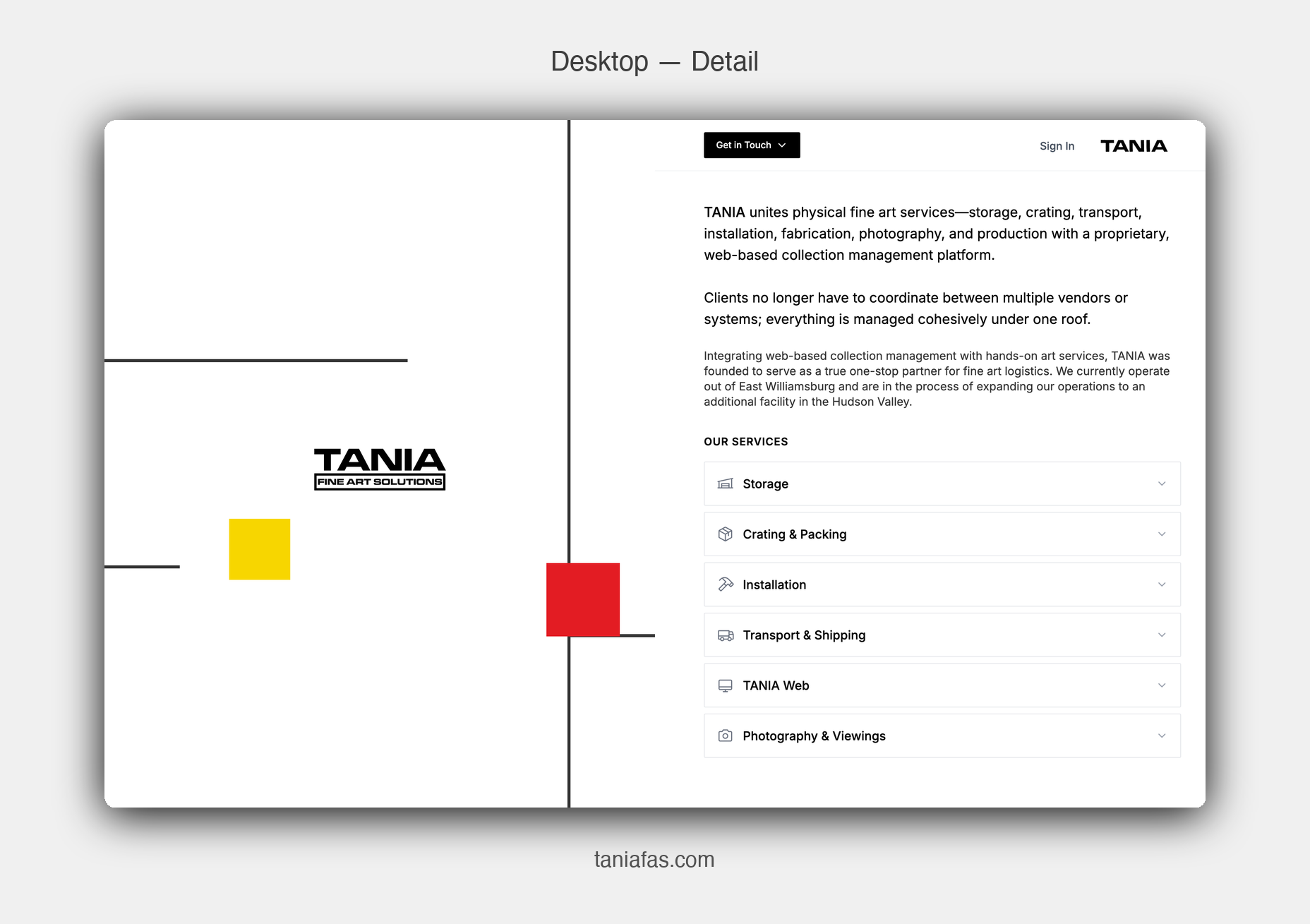 TANIA — Desktop Detail